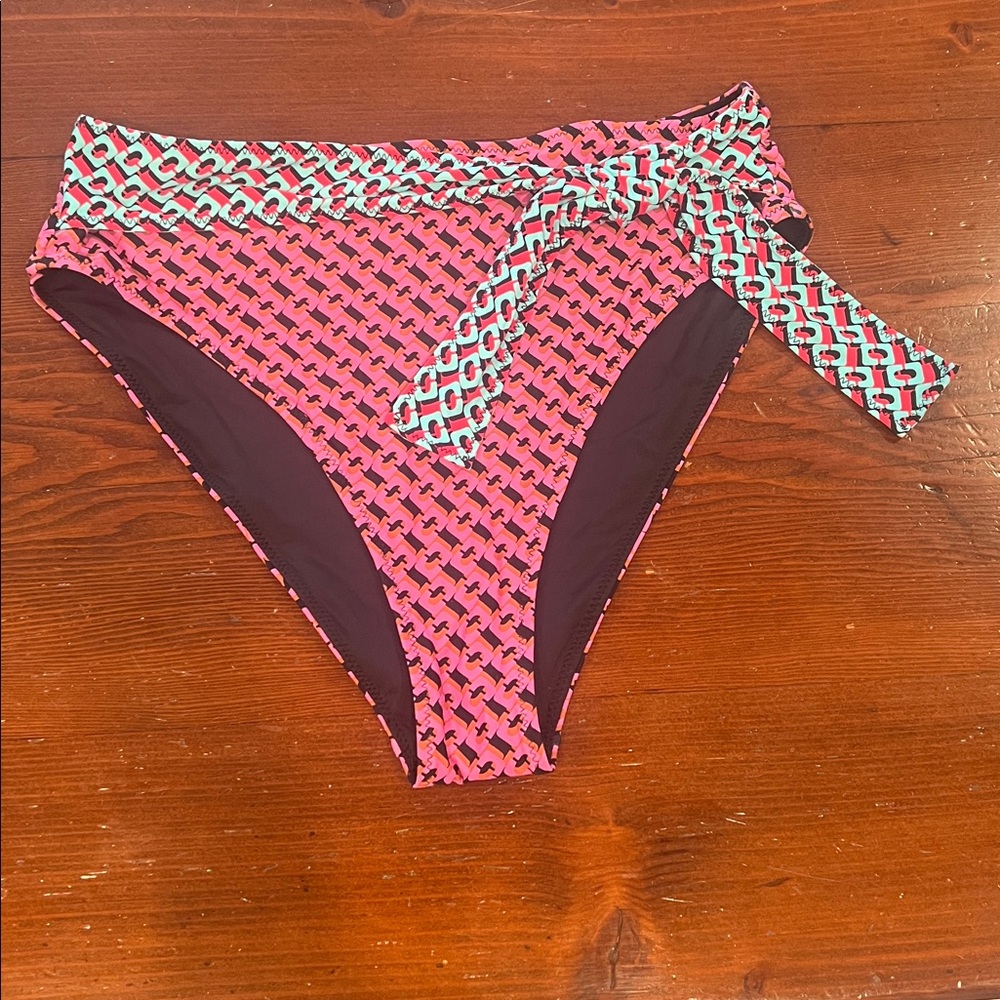 DVF x Onia Swimsuit Anais Tie Bottoms L Like New retro print mixed print